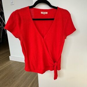 Madewell Red Wrap Top